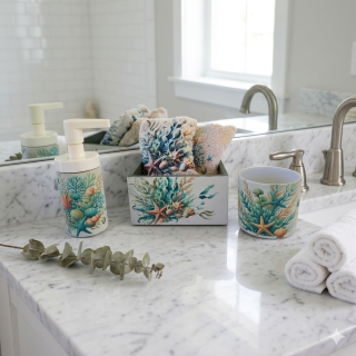 Green corals bathroom set