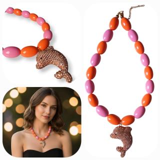 MessoCraft Orange | Rose Druzy Dolphin Necklace