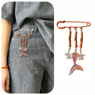 Orange Jasper Tail Fish Pin