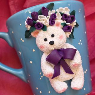 Floral teddy bear mug