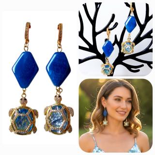 MessoCraft Blue Turtles Earrings