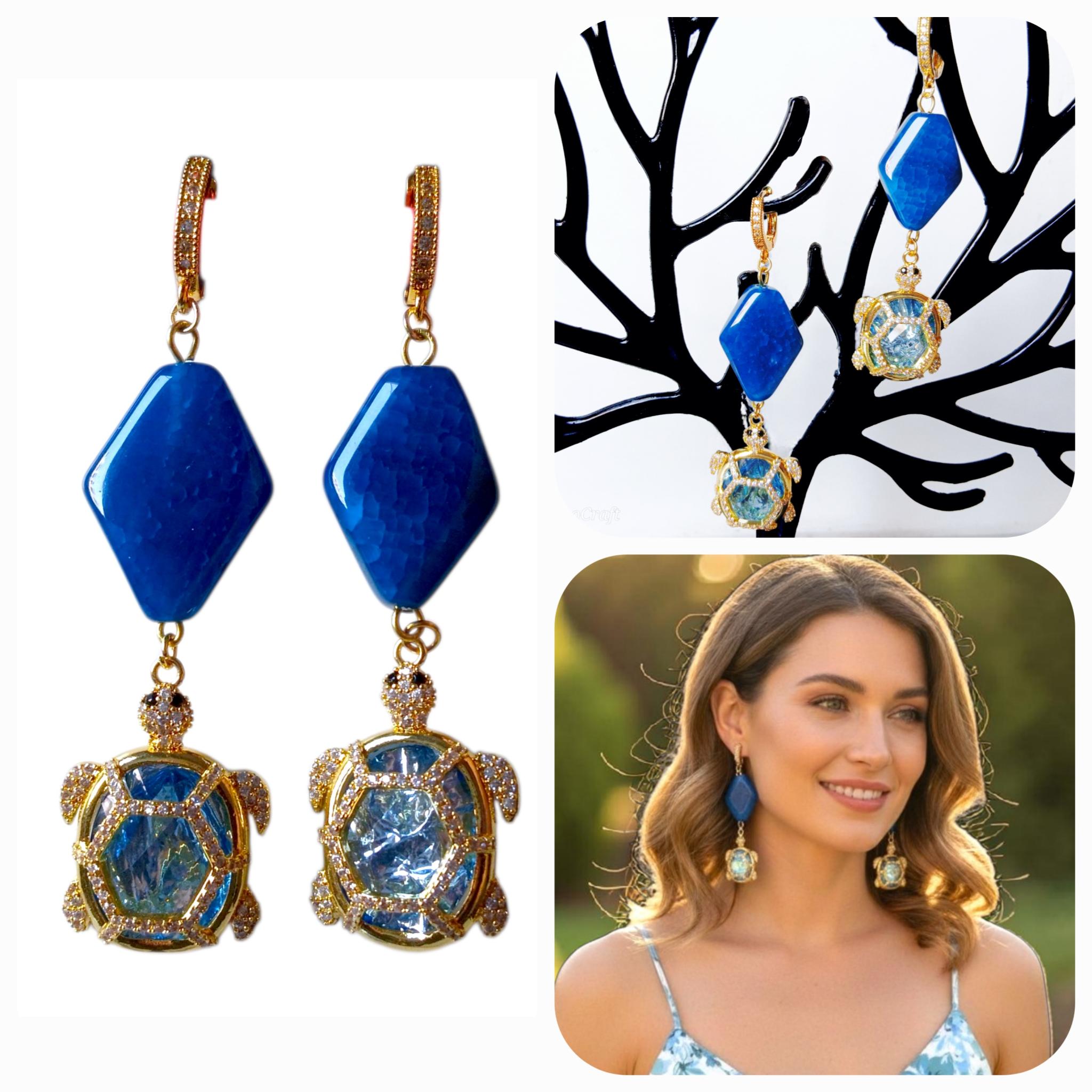 MessoCraft Blue Turtles Earrings 1 MessoCraft Blue Turtles Earrings