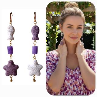 MessoCraft Lava Purple | White Earrings