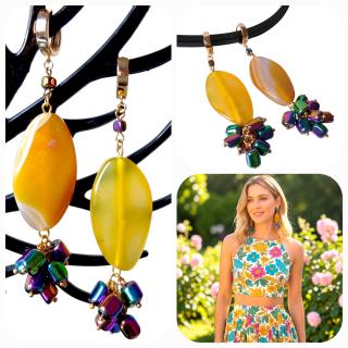 MessoCraft Saffron Natural Stone Earrings