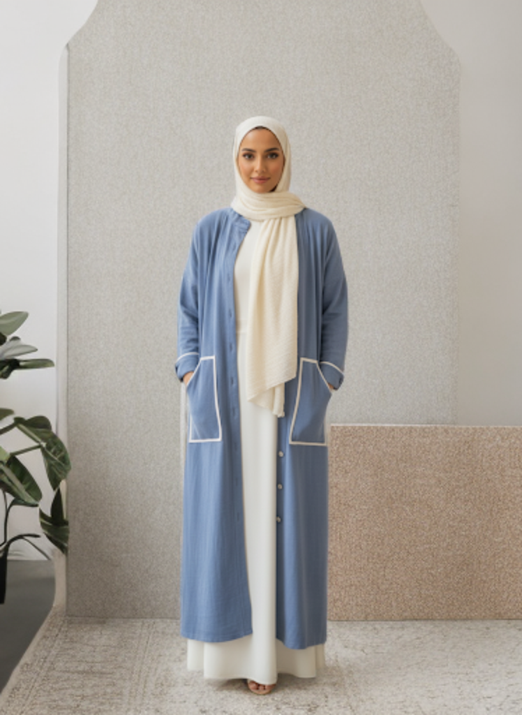 Handmade light blue linen cardigan long sleeves 2 4AF976CB D19A 44D0 B680 84BC8BD2AEB7