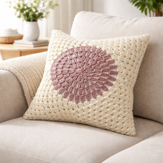 Brown- offwhit cushion