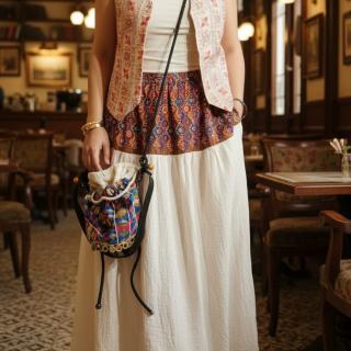 A line skirt with embroidery