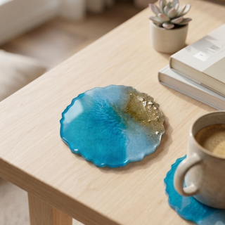 Sandy beach resin coasters