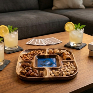 snacks plate with five sections in fish and sea design