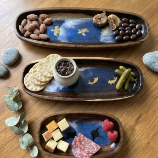 oval snacks plates set in fish and sea design