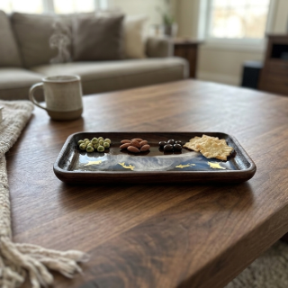 rectangular snacks plate with fish and sea design