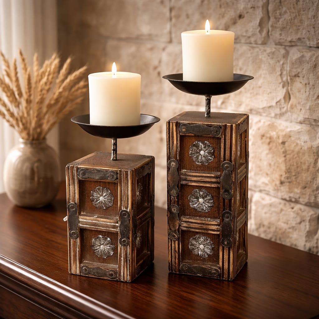 Rustic Candle Holder Set 1 Rustic Candle Holder Set