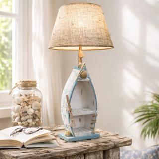 Handmade Coastal Boat Shelf Lamp