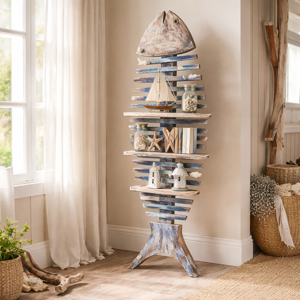 Handmade Fish Skeleton Decorative Shelf 1 Handmade Fish Skeleton Decorative Shelf