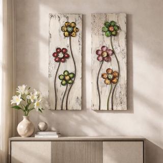 Handcrafted Floral Branch Wall Panels – Set of 2