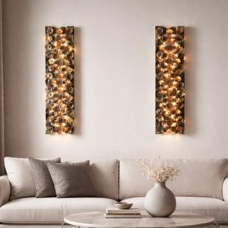 Handmade Illuminated Floral Wall Panels – Set of 2