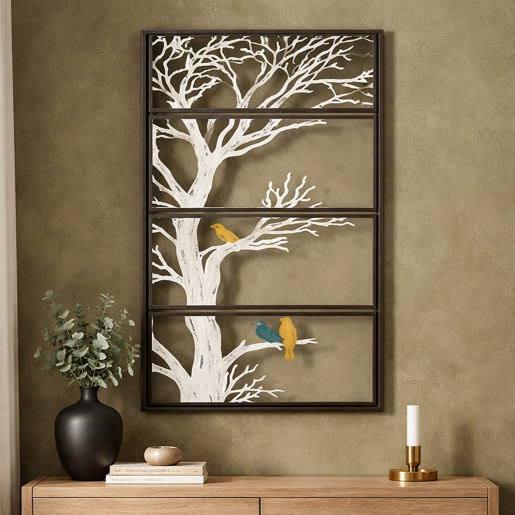 Handcrafted Tree & Birds Wall Art – 4 Piece Set attached to be 1 frame 2 IMG 20260327 WA0007