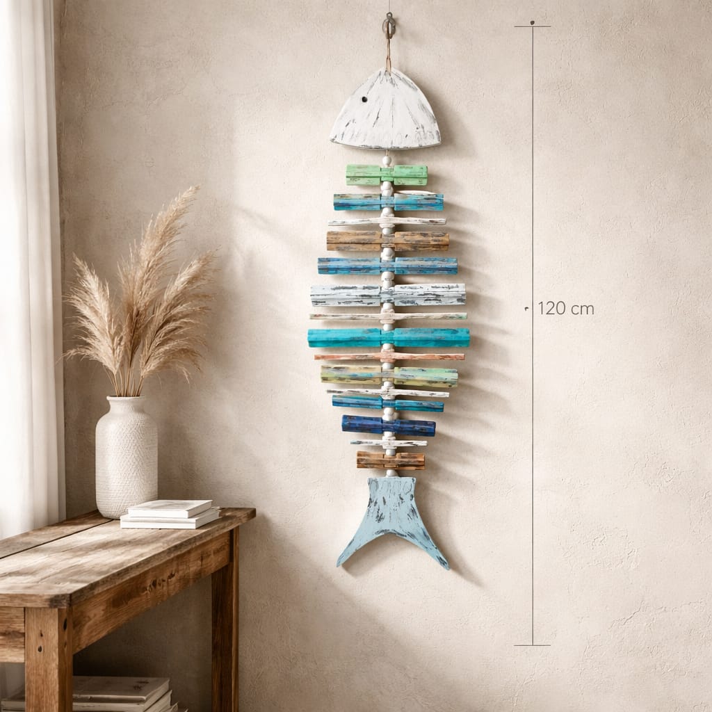 Handmade Rotating Fish Skeleton Wall Hanging 1 Handmade Rotating Fish Skeleton Wall Hanging