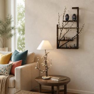 Set of Blossom Tree Decorative Shelf and lamp