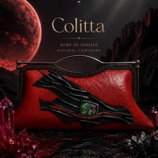 Luxury One-of-a-Kind Leather Bag with Authentic Ruby Stone