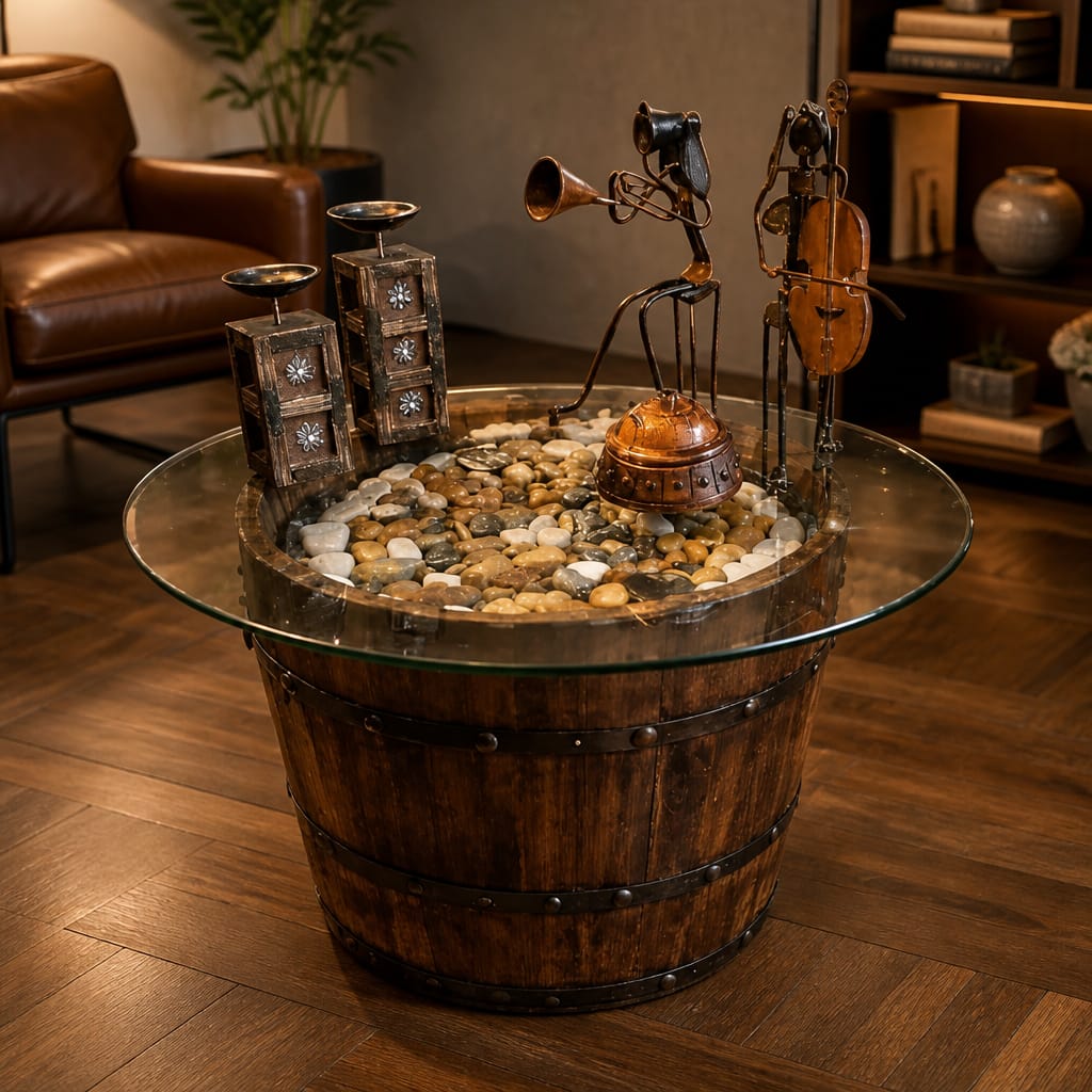 Rustic Barrel Coffee Table with Hidden Storage 3 IMG 20260614 WA0055
