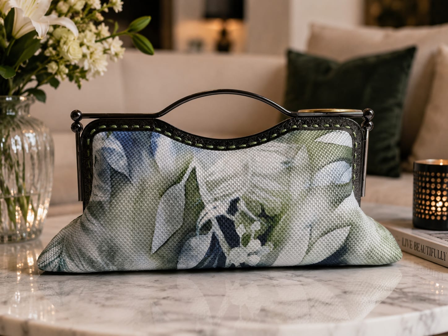 Stylish Handmade Linen Bag with Artistic Print 1 Stylish Handmade Linen Bag with Artistic Print