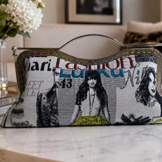 Stylish Handmade Linen Bag with Artistic Print