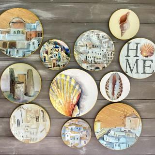 "Santorini Seashells Stories" Wall Plates Collection