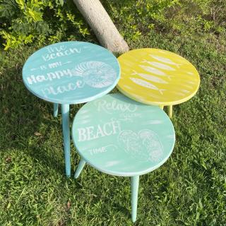 Summer Aqua Set of Round Tables