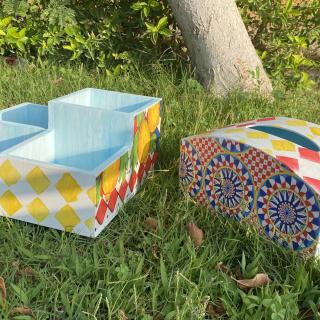 Sicilia Tissue Box & Cutlery Organizer