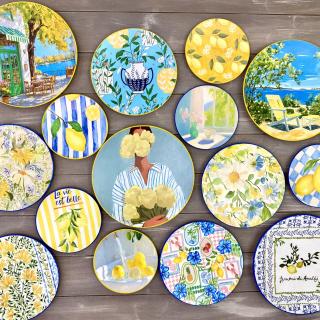 "Limoncello Girl by the Sea" Wall Plates Collection