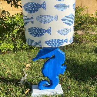 Blue Sea Horse Side Lamp/Fish Chapeau