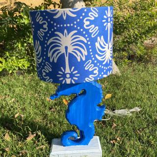 Blue Sea Horse Side Lamp/Palms Chapeau