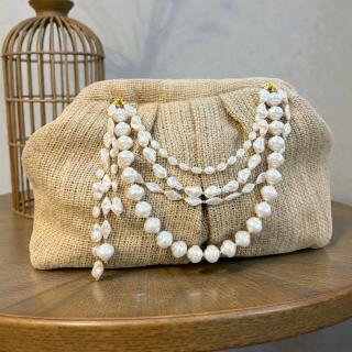 Pearly beige large pouch