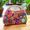 Color patches wooden bag