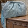 Light denim fringes large pouch