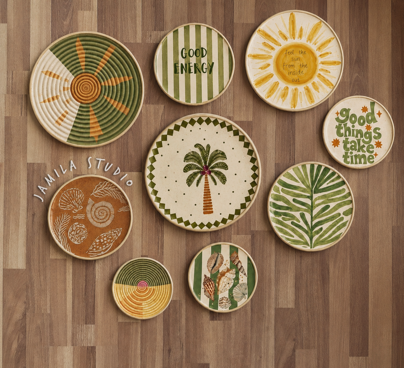 Sage green palm (summer wall plates) 1 Sage green palm (summer wall plates)