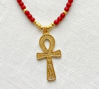 Gold plated 18 k. Key of life with tiny stones