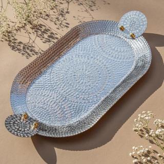 Oval aluminum handmade tray