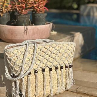Fish net inspired beach bag
