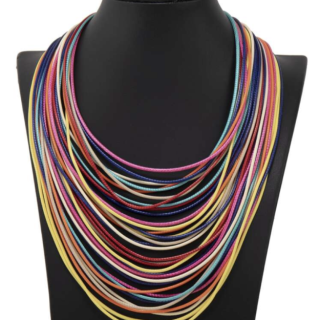 Mixed-color leather necklace