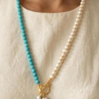 Necklace natural pearl with fayroz