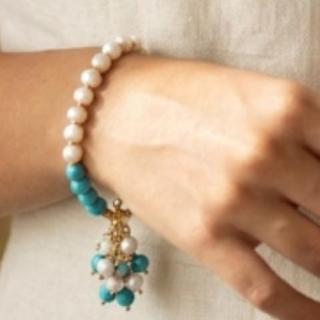 Bracelet natural pearl with fayroz