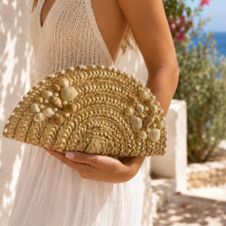 Oval seashell clutch