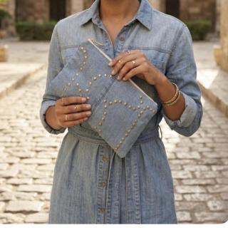 Denim clutch