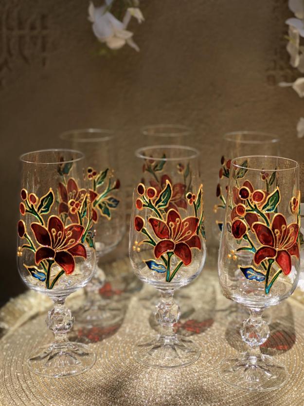Floral Glasses set 1 Floral Glasses set
