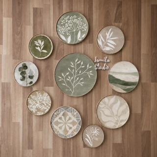 Boho Pastel Leaves (wall plates)