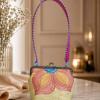 Printed Fabric Bag Featuring a Satin-Crafted Hand Design