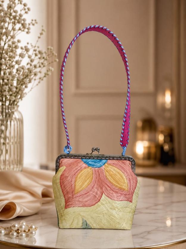 Printed Fabric Bag Featuring a Satin-Crafted Hand Design 1 Printed Fabric Bag Featuring a Satin-Crafted Hand Design