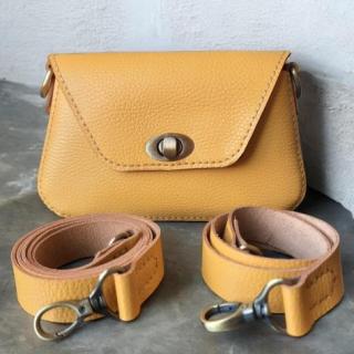 THE YELLOW MINI [fully handmade natural leather bag ]